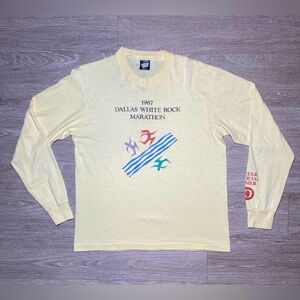 Vintage 1987 Dallas White Rock Marathon Long-Sleeve Screen‎ Stars Best Men LARGE